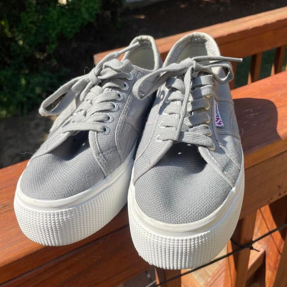 Superga 2740 W 8.5 M 7  Platform Grey & White sneakers